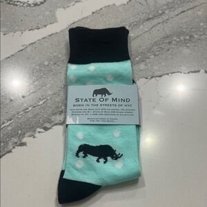 State of Mind Aqua and Black Polka Dot Socks